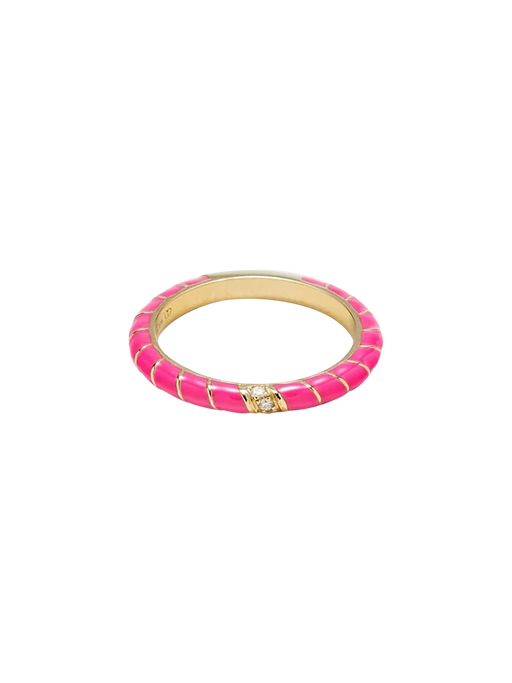 Mini twisted wedding ring neon pink yellow gold alliance photo