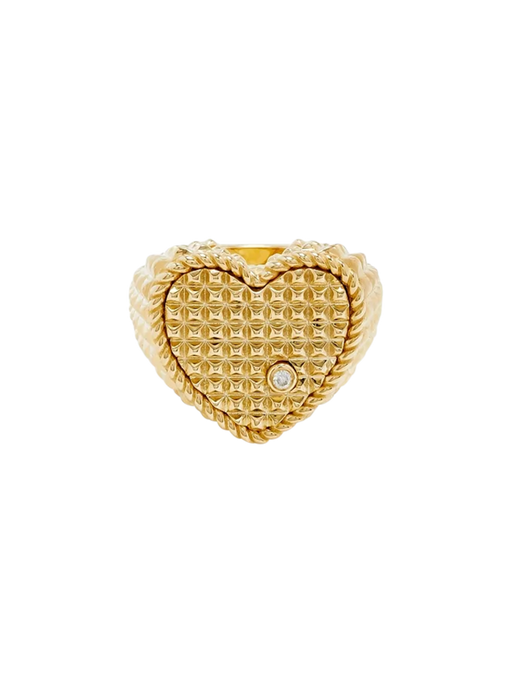 Yellow gold picotti heart signet ring photo