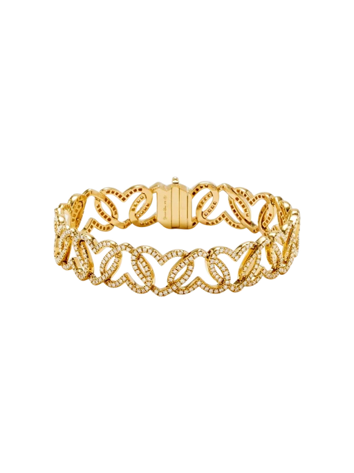 Yellow gold diamond heart link bracelet photo