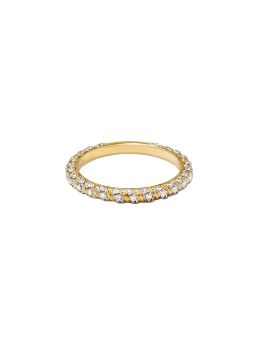 Mini twisted diamond wedding ring yellow gold photo