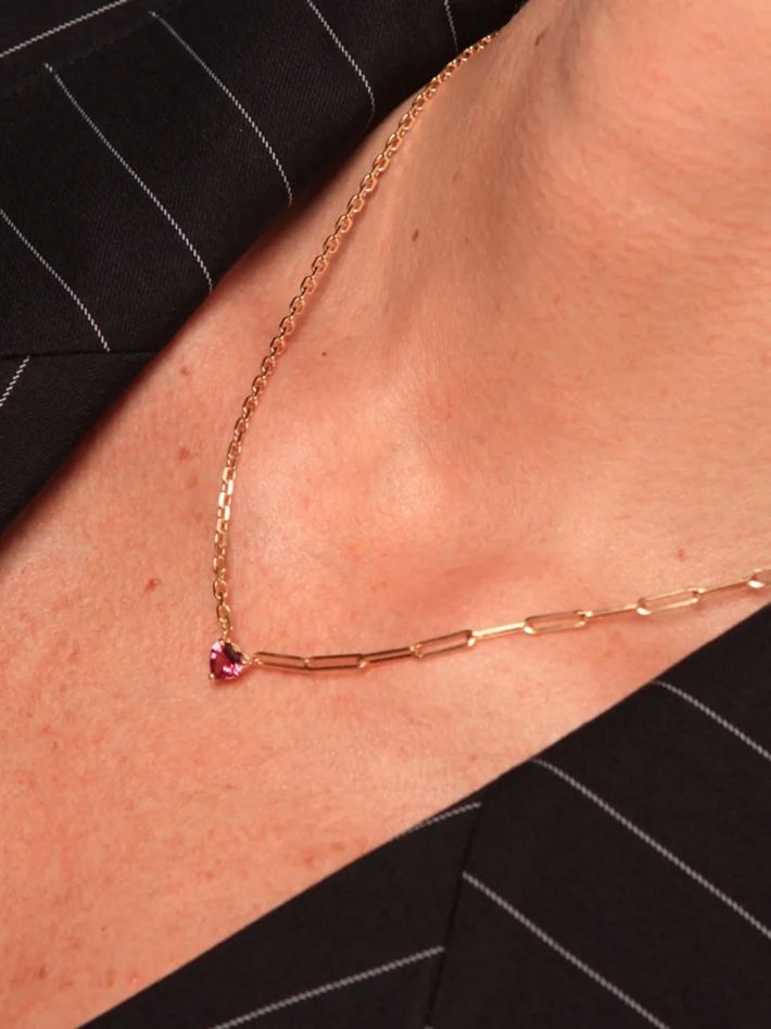 Maxi solitaire necklace heart rose yellow gold