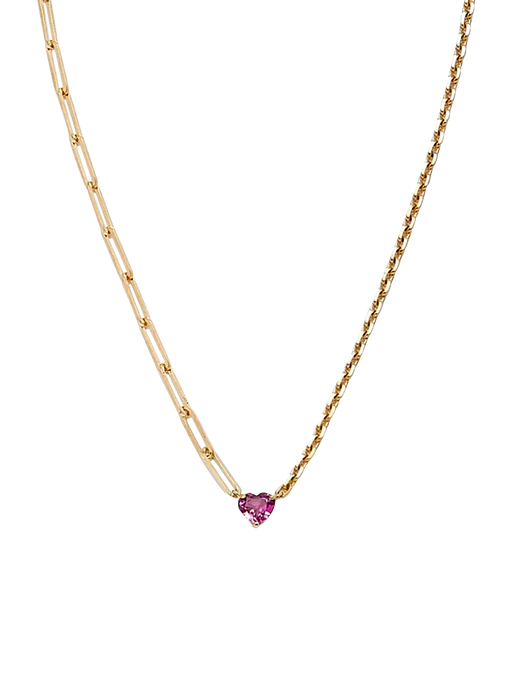 Maxi solitaire necklace heart rose yellow gold photo