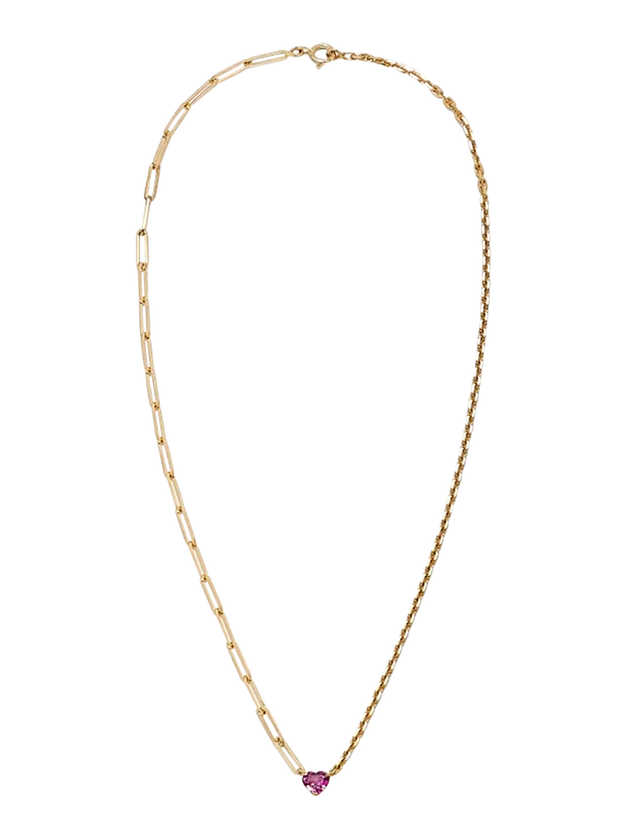 Maxi solitaire necklace heart rose yellow gold