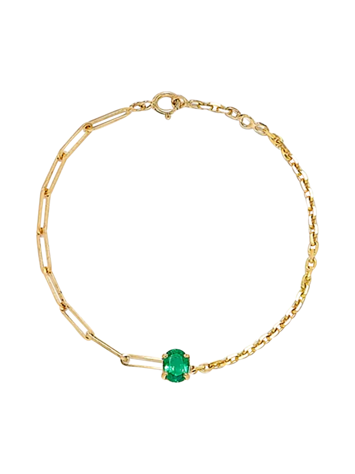 Maxi emerald solitaire bracelet in yellow gold