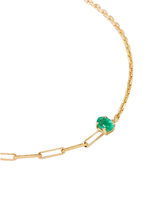 Maxi emerald solitaire bracelet in yellow gold photo