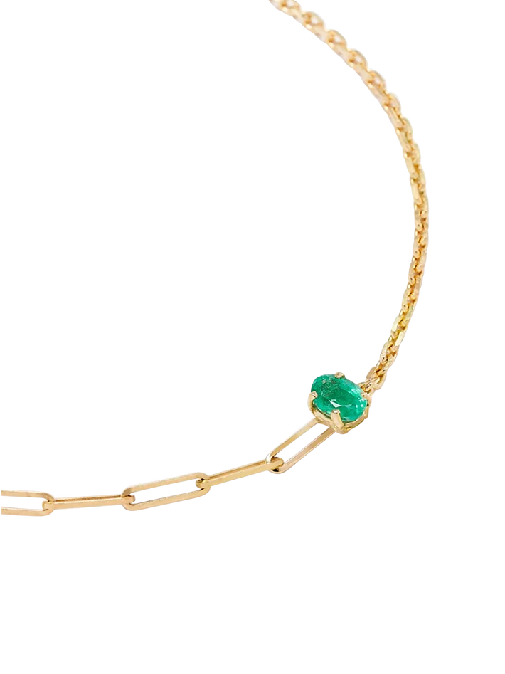 Maxi emerald solitaire bracelet in yellow gold