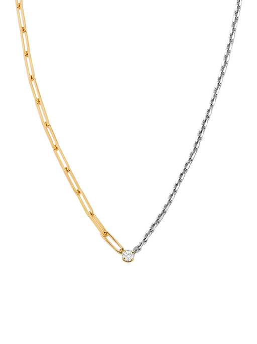 Maxi diamond solitaire necklace mixed golds photo