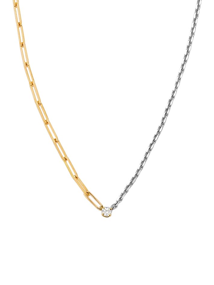 Maxi diamond solitaire necklace mixed golds