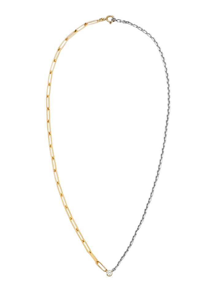 Maxi diamond solitaire necklace mixed golds