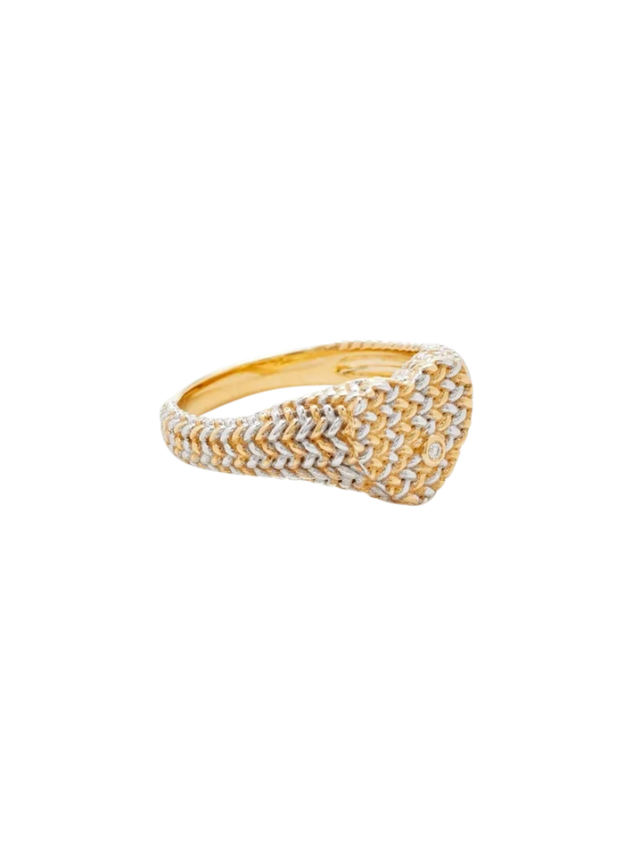 Baby signet ring heart braid 2 gold