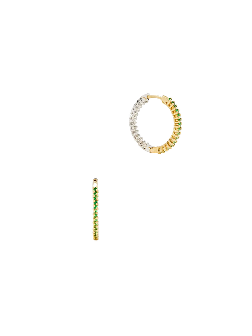 Pair of hoop earrings coloring green pm 2 gold photo