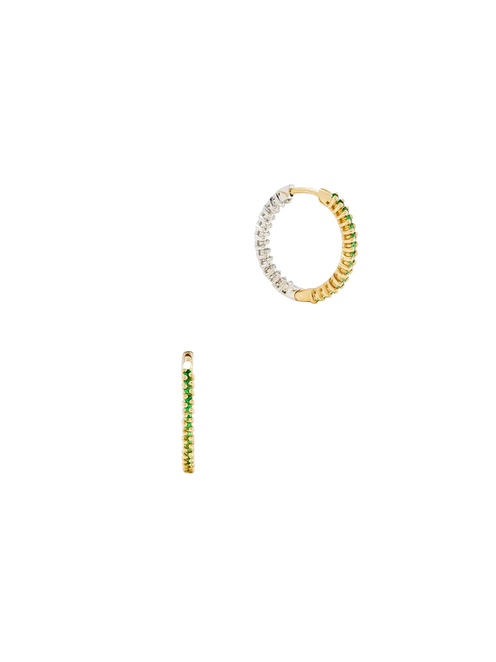 Pair of hoop earrings coloring green pm 2 gold