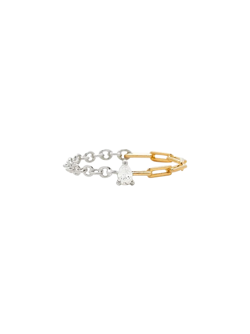 2 gold pear diamond solitaire ring photo