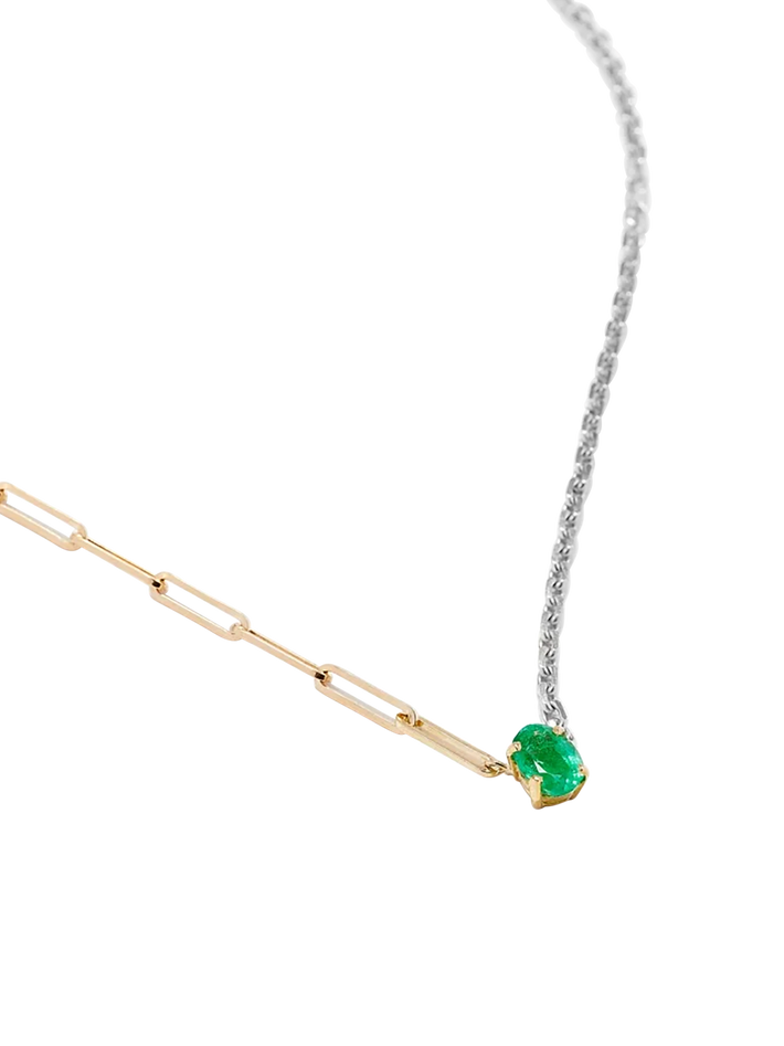 Maxi emerald solitaire necklace in mixed