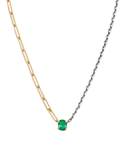 Maxi emerald solitaire necklace in mixed photo