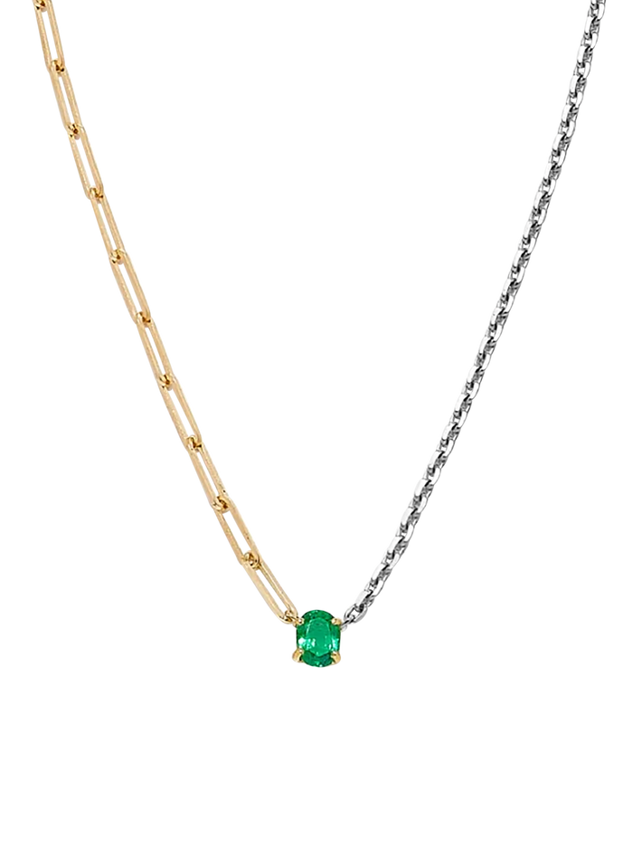 Maxi emerald solitaire necklace in mixed