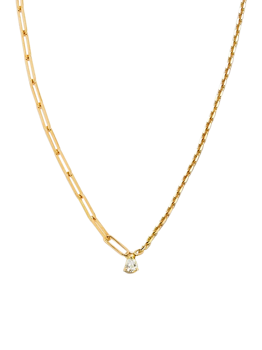 Maxi solitaire necklace pear diamond yellow gold photo