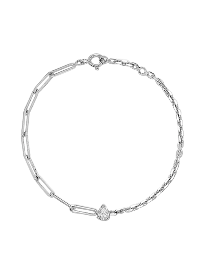 Maxi diamond solitaire bracelet pear in white gold