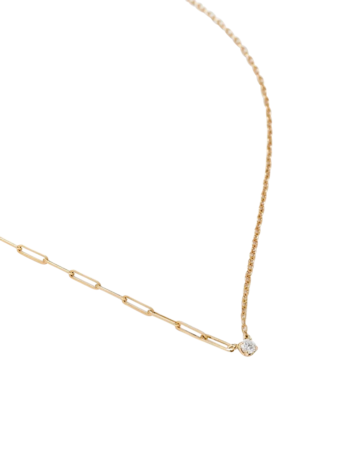 Yellow gold diamond solitaire necklace