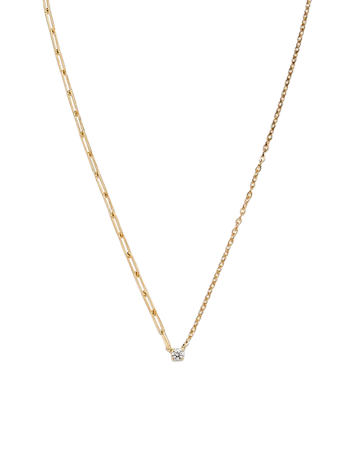 Yellow gold diamond solitaire necklace photo