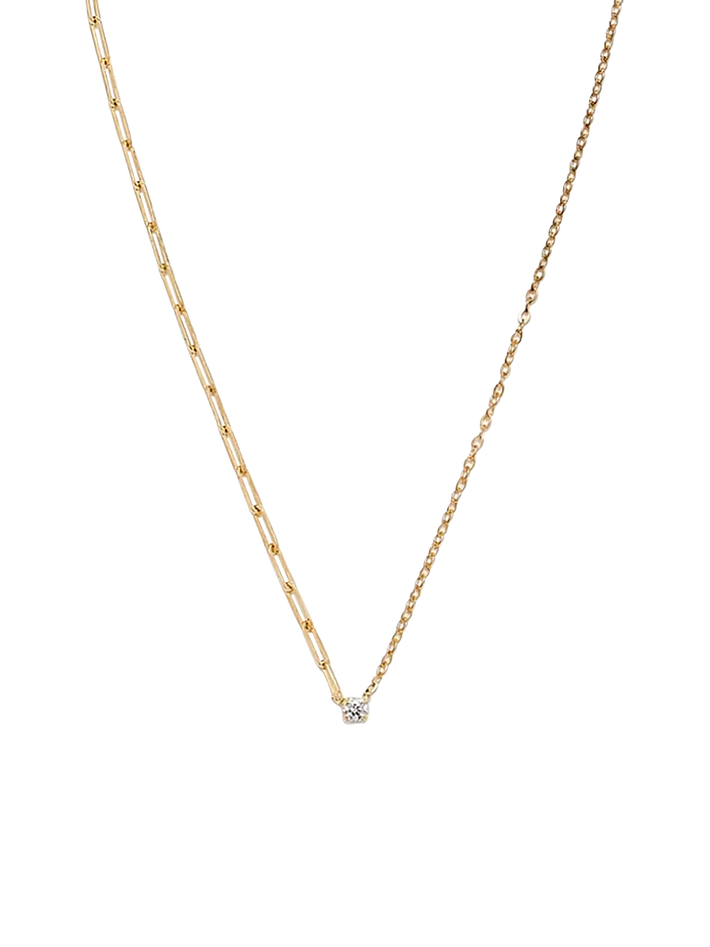 Yellow gold diamond solitaire necklace