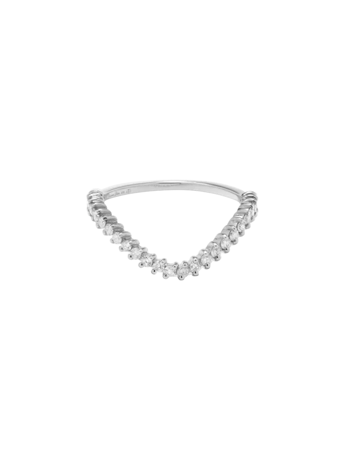 Mini set chevalière ovale & bague vague diamant or blanc ring