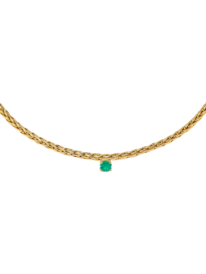 Yellow gold emerald floating palm tree necklace