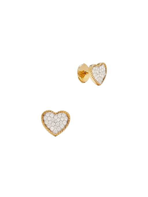 Maxi yellow gold grey diamond heart studs photo