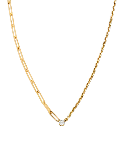 Maxi yellow gold diamond solitaire necklace photo