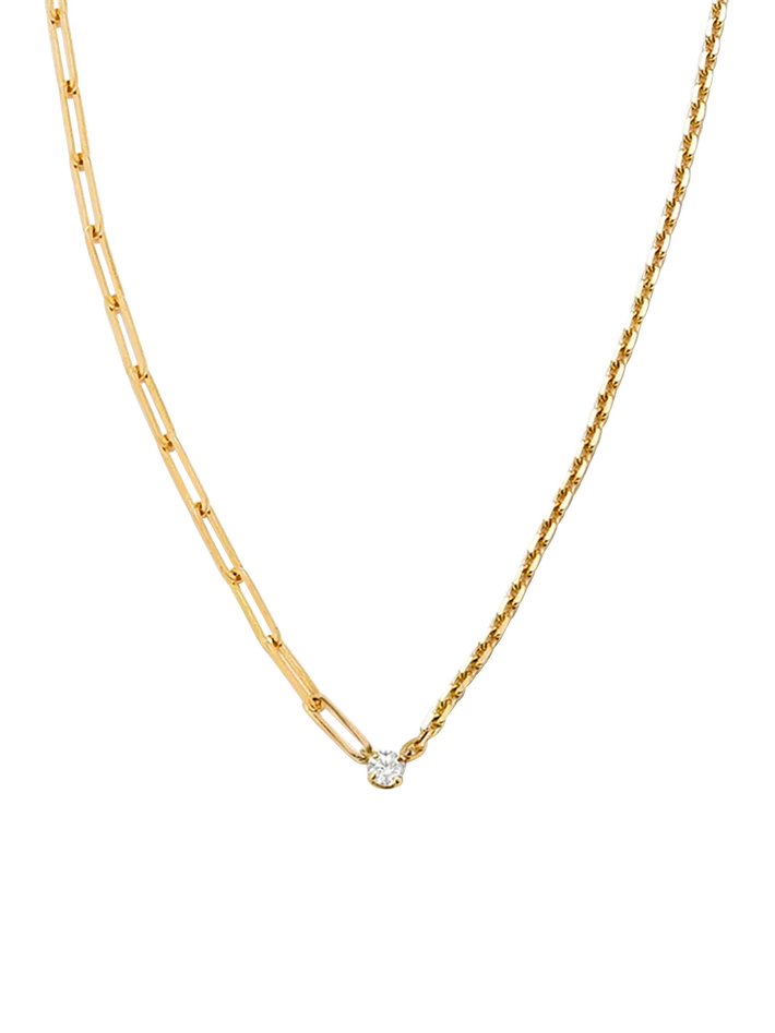 Maxi yellow gold diamond solitaire necklace