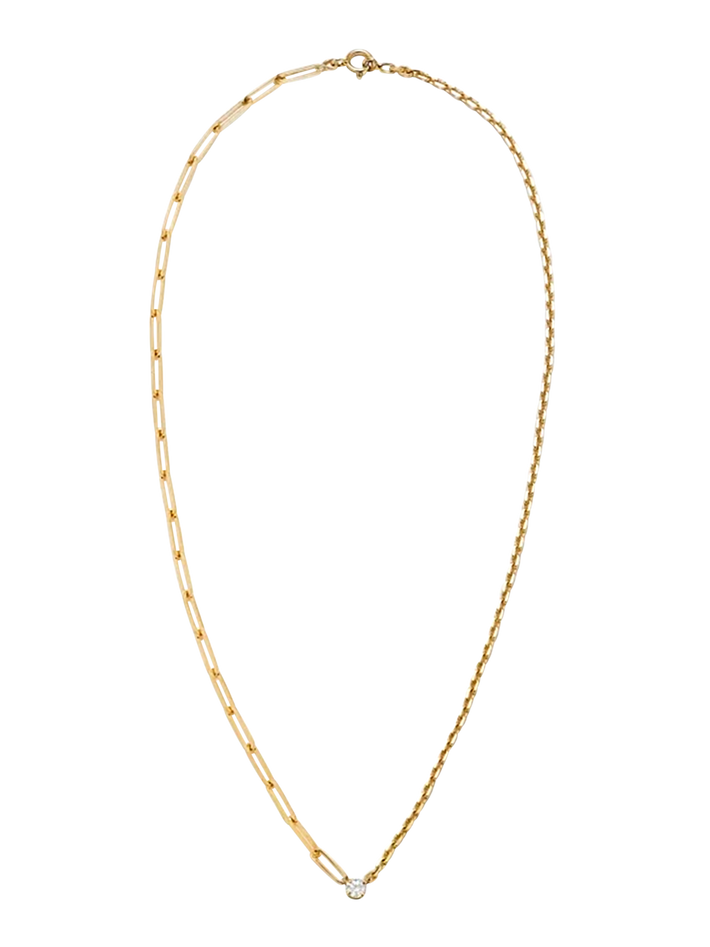 Maxi yellow gold diamond solitaire necklace