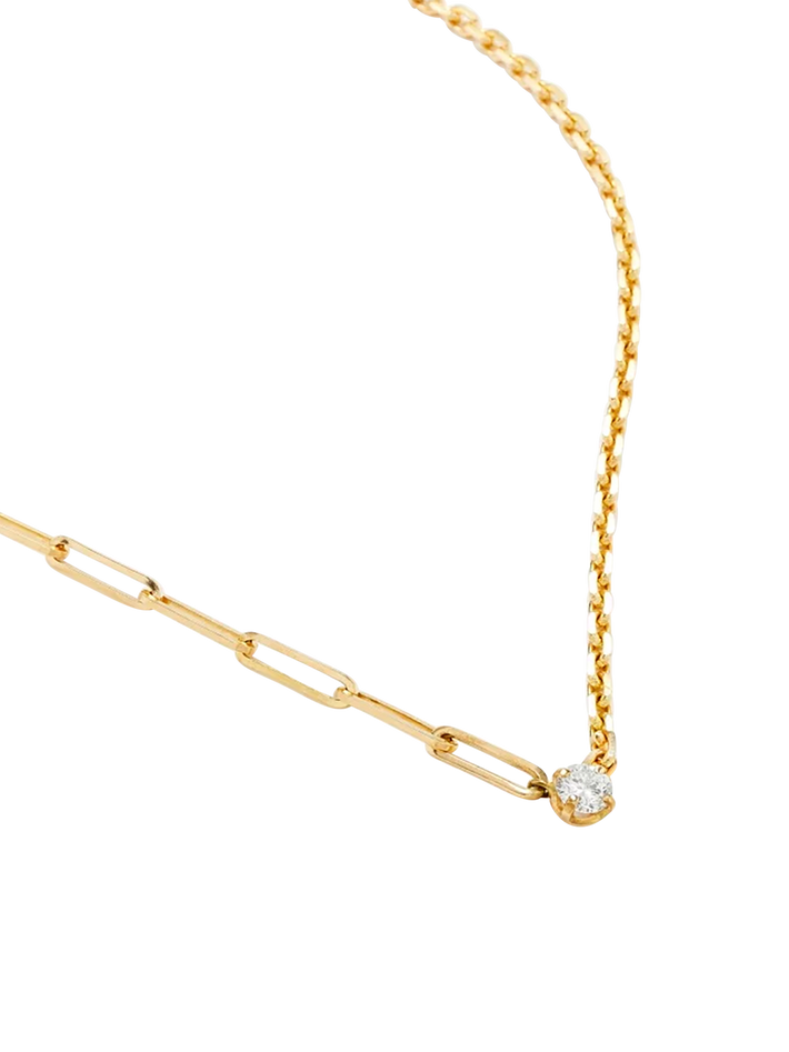 Maxi yellow gold diamond solitaire necklace