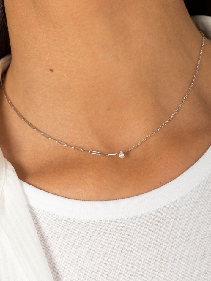 Pear diamond mixed-chain necklace