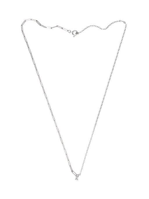 Pear diamond solitaire mixed-chain necklace photo