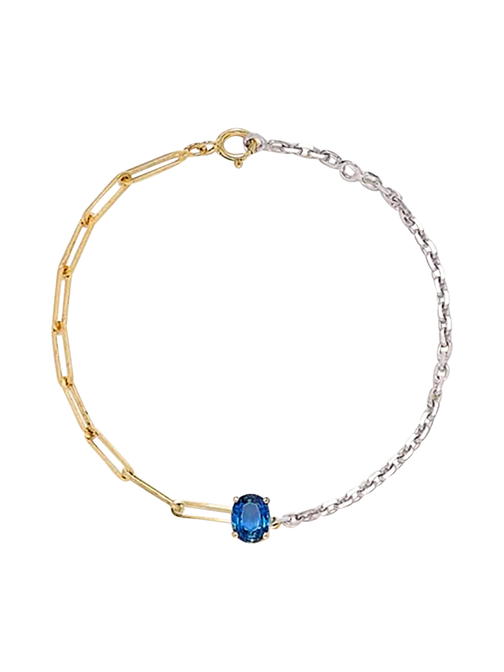 Maxi solitaire blue sapphire bracelet with mixed golds