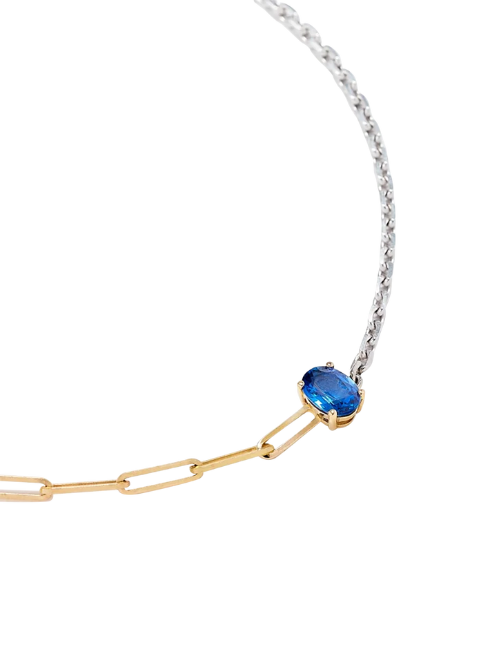 Maxi solitaire blue sapphire bracelet with mixed golds