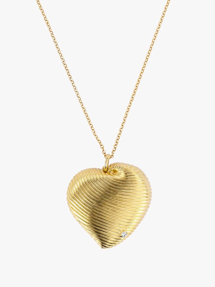 Diamond and gold heart pendant necklace