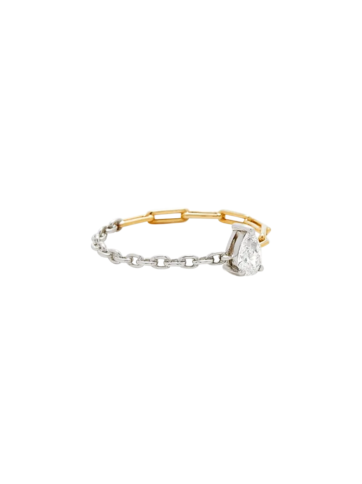 Pear diamond solitaire 0.25ct ring gm mixed gold