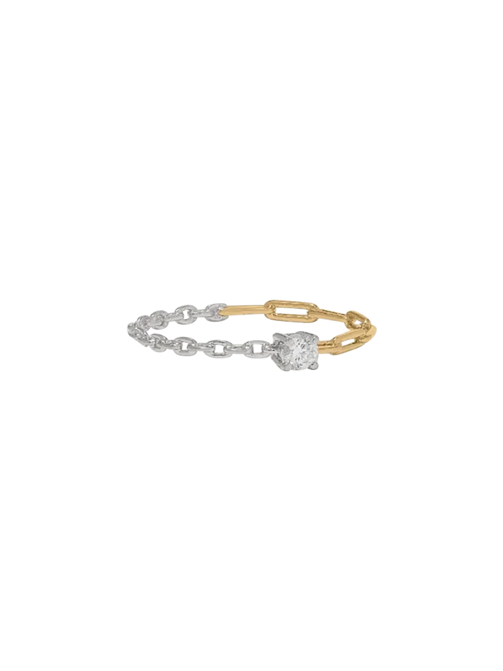 Mixed gold diamond solitaire ring