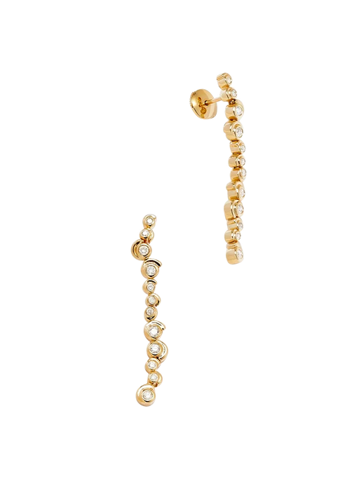 Long yellow gold diamond snail earrings photo