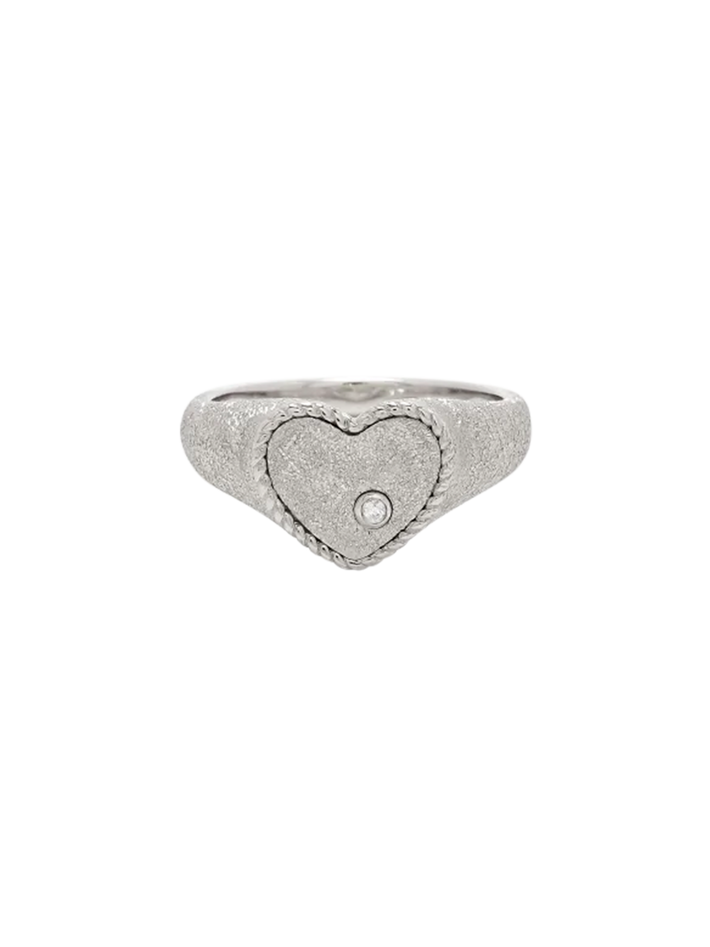 Baby chevalière coeur pailletée or blanc ring