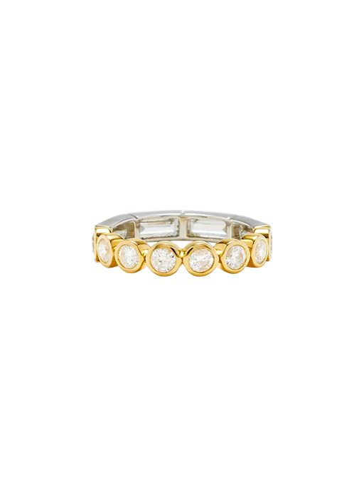 Maxi ring baguettes closed & diamonds in mixed golds photo