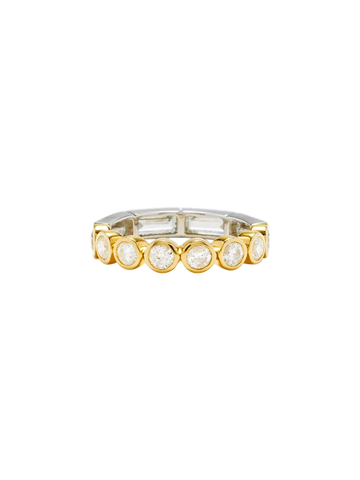 Maxi ring baguettes closed & diamonds in mixed golds