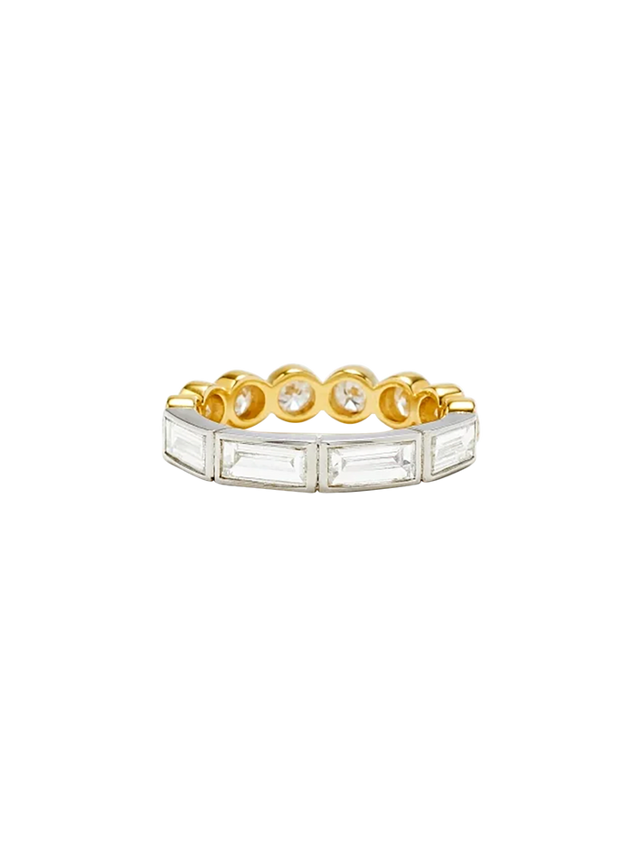 Maxi ring baguettes closed & diamonds in mixed golds