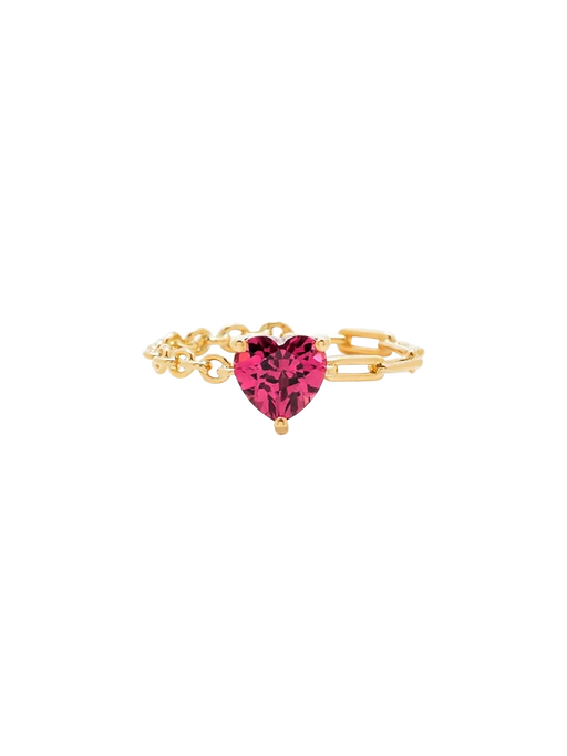 Pink yellow gold heart solitaire ring photo