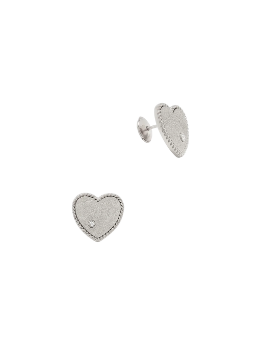 White gold glittery heart studs photo