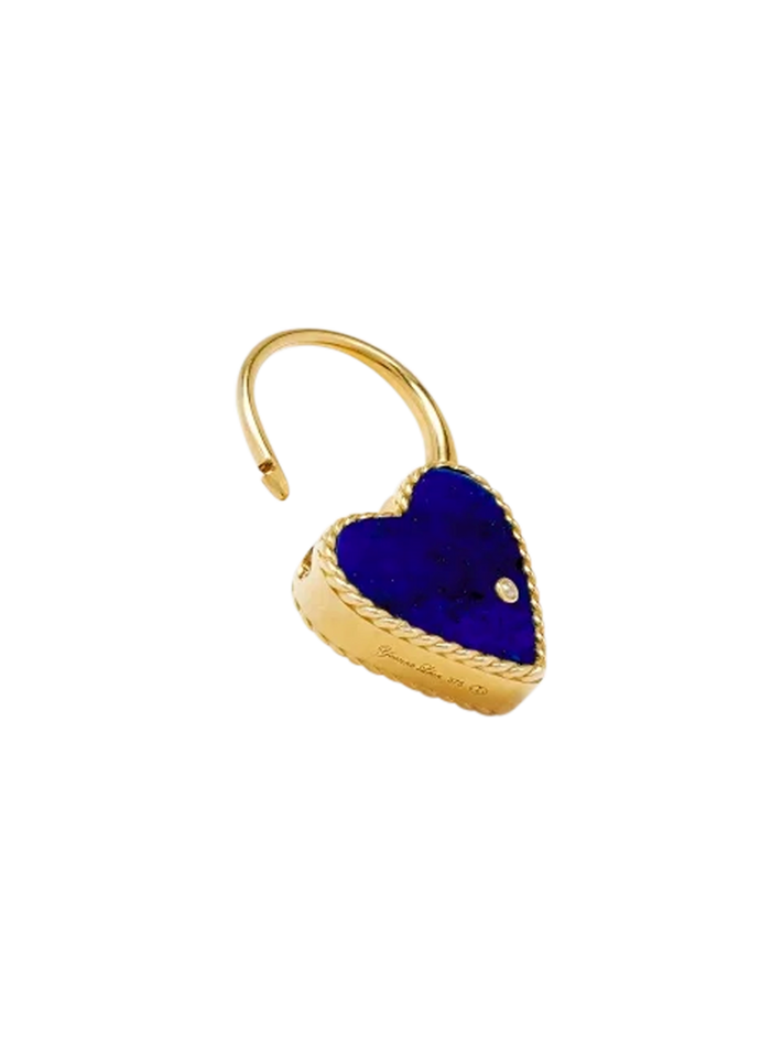 Creole padlock heart lapis lazuli yellow gold