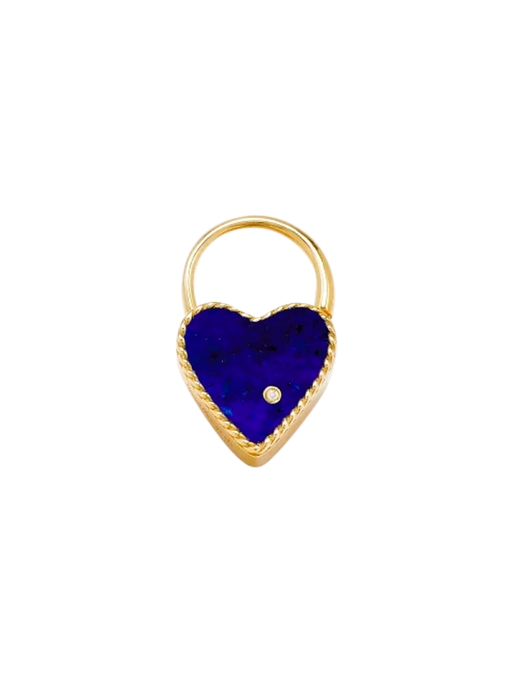 Creole padlock heart lapis lazuli yellow gold photo