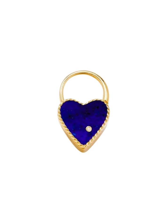 Creole padlock heart lapis lazuli yellow gold