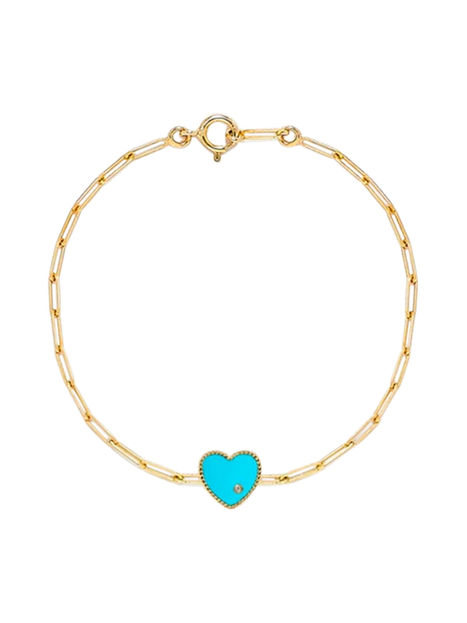 Solitaire bracelet pm turquoise heart yellow gold photo